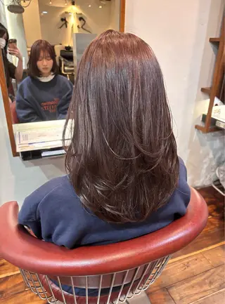 セミロング レイヤー/ハッシュカ ット/顔周り/フウカのヘアスタイル