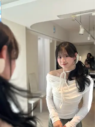 セミロング ♥️透明感×抜け感 ベージュ/佑珠♥️のヘアスタイル