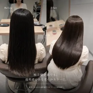 セミロング カラー 縮毛矯正をしている人 のためのカラーのヘアスタイル