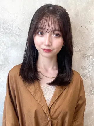 セミロング カラー 顔周り/くびれヘア 韓国ヘア💕風間るなのヘアスタイル