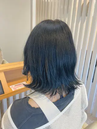 ミディアム カラー 酸性ストレート/ブリ ーチなしWカラー河本のヘアスタイル