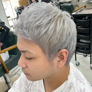 ショート カラー メンズ Lull1人美容室 バレイヤージュのヘアスタイル