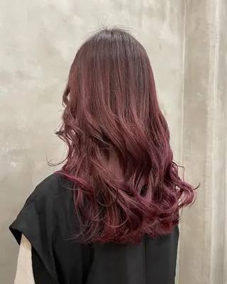 セミロング カラー 【ピンク/韓国ヘア/ ヘアセット】亜海のヘアスタイル