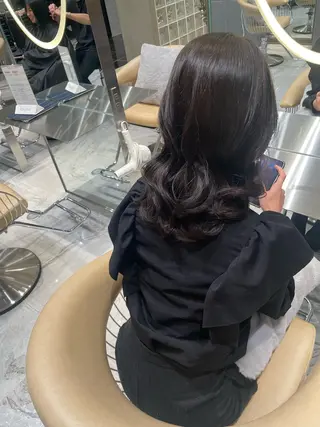 セミロング カラー 顔周り\エクステ\ 透明感カラー\まりんのヘアスタイル