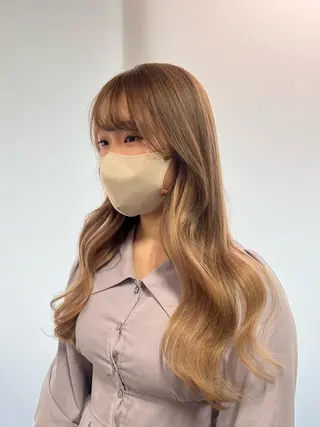 ロング カラー ハイトーン&髪質改善 &韓国エクステ🤎のヘアスタイル