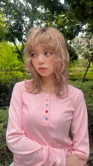 ミディアム カラー 柔らかい艶暖色 レイヤー🫧姫汝のヘアスタイル