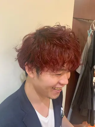 ショート カラー パーマ メンズ ✨ホワイトカラー✨ ホワイトブリーチ✨のヘアスタイル