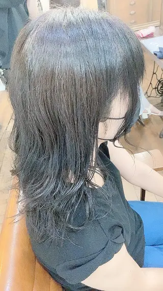 ミディアム カラー ヘアアレンジ 國分 伸也のヘアスタイル
