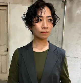 ショート カラー パーマ ヘアアレンジ メンズ キッズ デザインパーマ メンズカット 郁美のヘアスタイル