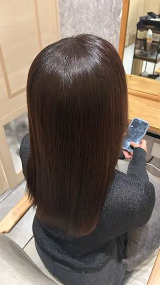 セミロング カラー 似合わせ 顔周りYUUGAのヘアスタイル