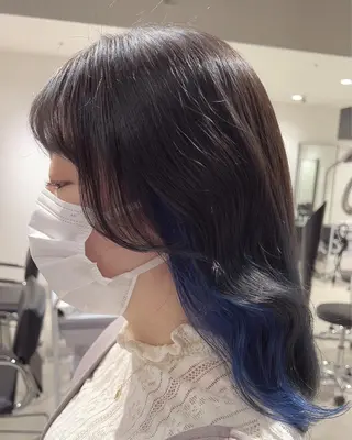 セミロング カラー スキバサミを使わない カット🌼唯🌼のヘアスタイル