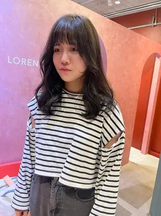 セミロング カラー レイヤーカット🍏 オリーブ/ののかのヘアスタイル