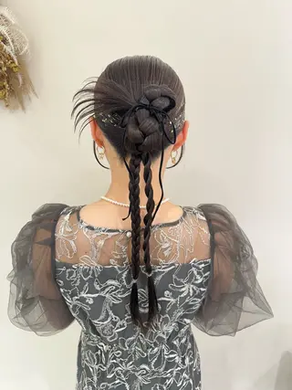 ロング カラー ヘアアレンジ タイトボブ個性派カラ ーAKANEのヘアスタイル