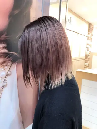 ミディアム パーマ 丸みショートボブ/ タッセルボブ 吉野のヘアスタイル