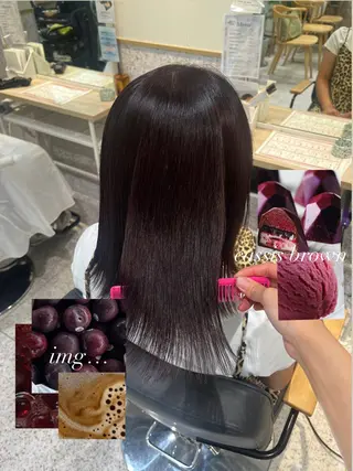 セミロング カラー 髪質改善&艶カラー/ ほんだあみ (♡)のヘアスタイル