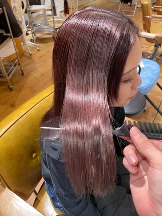 ミディアム カラー 【ブリーチ無しW】 【暗髪&暖色系】圭真のヘアスタイル
