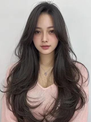 カラー ロング 🎀韓国レイヤー YURINA🎀のヘアスタイル