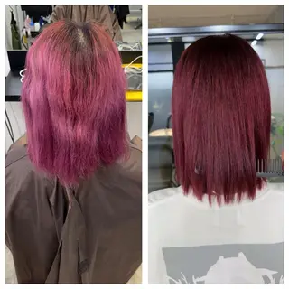 ショート け んブリーチ縮毛矯正のヘアスタイル