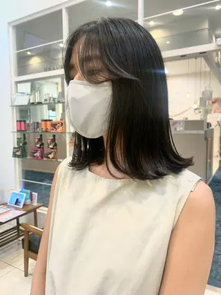 ミディアム 黒田瀬奈/ボブ まろやかベージュのヘアスタイル
