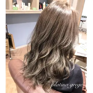 セミロング カラー パーマ 韓国♡ハイライト ♡YURIのヘアスタイル