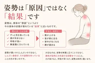 頑張りすぎて∣力が抜 けない 【醸す整体】のエステ・リラクイメージ