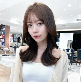 セミロング カラー 顔周り/くびれヘア 韓国ヘア💕風間るなのヘアスタイル
