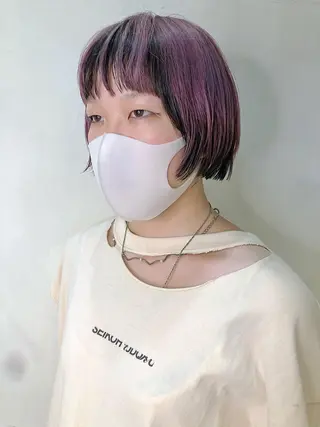 ショート カラー ブリーチ😼 ボブ✍️レイヤーのヘアスタイル