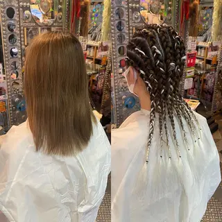 ミディアム カラー パーマ ヘアアレンジ メンズ 🌈派手髪エクステ ブレイズ🌈ひろとのヘアスタイル