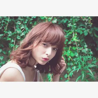 ミディアム セミロング カラー パーマ 内藤 達也のヘアスタイル