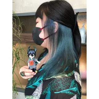セミロング カラー 推しカラー✨ オタク美容師ユウカのヘアスタイル