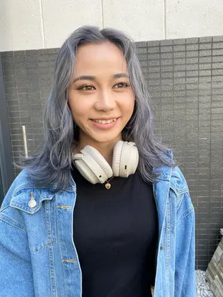 セミロング カラー パーマ ヘアアレンジ メンズ デザインカラー/ボブ ブリーチカラー/ユリのヘアスタイル