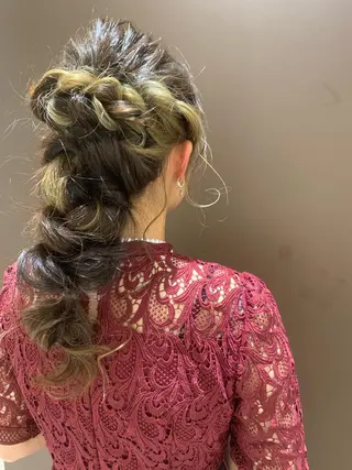 ロング カラー ヘアアレンジ きむえり/髪質改善 /うねり広がり改善のヘアスタイル