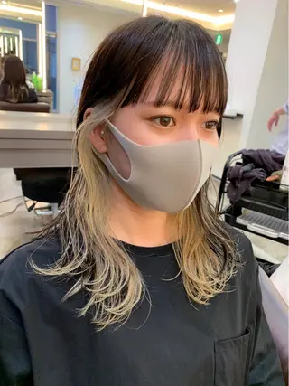 セミロング カラー 加藤 佑哉のヘアスタイル