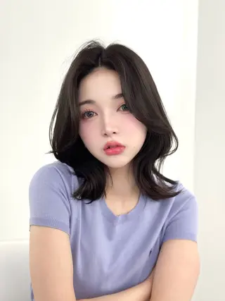 ミディアム 韓国ヘア　紗希 🦋のヘアスタイル