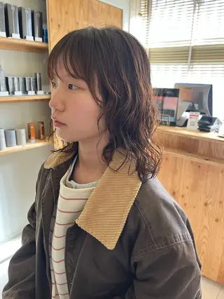 ミディアム パーマ 野口 凌のヘアスタイル