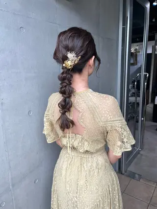ロング ヘアアレンジ ミルクティーベージュ ブリーチ 店長 清水のヘアスタイル