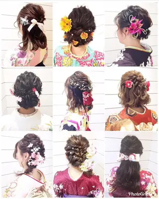 ロング カラー ヘアアレンジ 鍵山 千秋のヘアスタイル