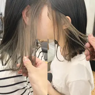 ショート カラー ネイル ハイトーンボブ 前田 表参道　グレージュのヘアスタイル