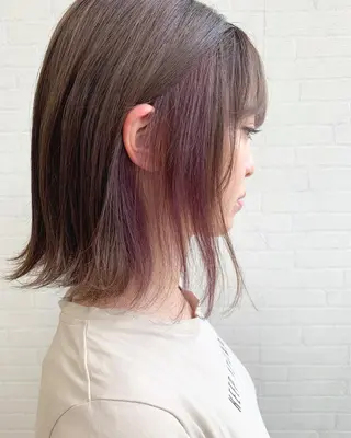 ミディアム カラー 立川 奈那子のヘアスタイル