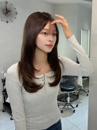 セミロング カラー 韓国風ハッシュカット 似合わせレイヤー池袋のヘアスタイル