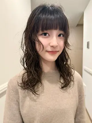 セミロング パーマ ショート/レイヤー/ パーマ　水野のヘアスタイル