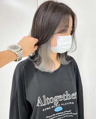 ミディアム ブリーチなし 透明感カラー/艶髪のヘアスタイル