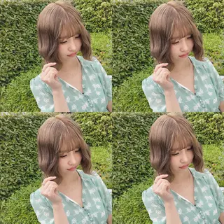 ミディアム カラー ヘアアレンジ TAKUMAブリーチ /切りっぱなし🪽のヘアスタイル
