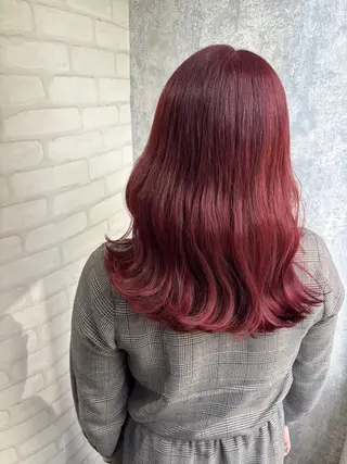 セミロング カラー 詩乃🎀ピンク 暖色系🫧レイヤーのヘアスタイル