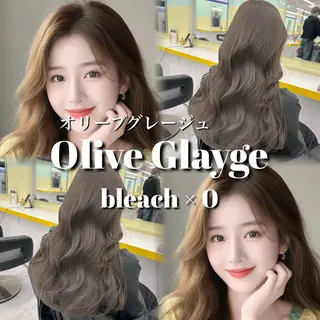 ロング カラー ブリーチ縮毛矯正加藤 赤み無し透明感ヘアのヘアスタイル