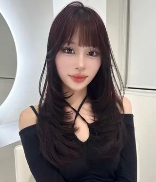 ロング yuuka 🖤韓国ヘア🖤のヘアスタイル