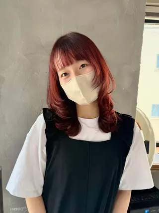 セミロング カラー ウルフ レイヤー パーマ🪐MANAのヘアスタイル