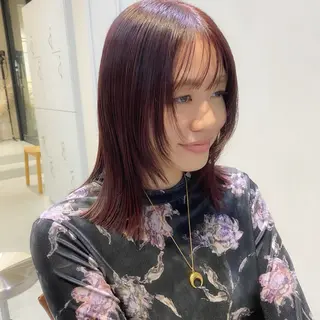 ミディアム カラー ボブ/ミニボブ 透明感カラーkadoのヘアスタイル