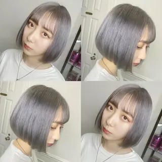 ショート カラー ヘアアレンジ TAKUMAブリーチ /切りっぱなし🪽のヘアスタイル