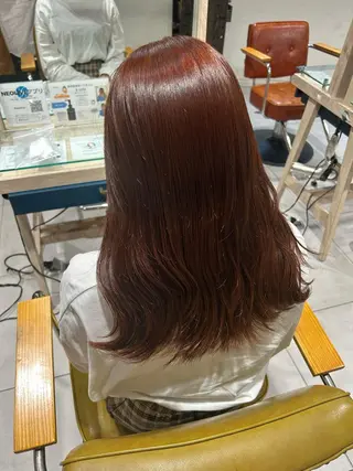 セミロング カラー 関口 桃花🌷 暖色カラーのヘアスタイル